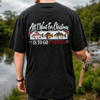 Christmas Freshwater Fish Fishing Graphic T-Shirt | Back Print