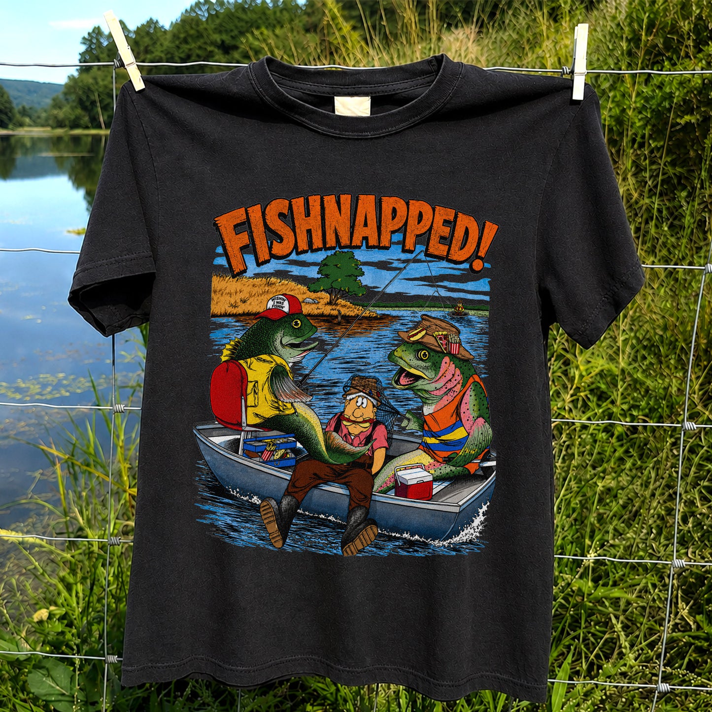 Fishnapped Funny Fish Kidnapping Angler Fishing T-Shirt