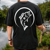 Minimalist Jumping Bass Fishing Silhouette T-Shirt | Back Print