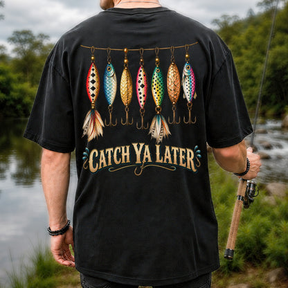 Catch Ya Later Vintage Fishing Lures Graphic T-Shirt | Back Print