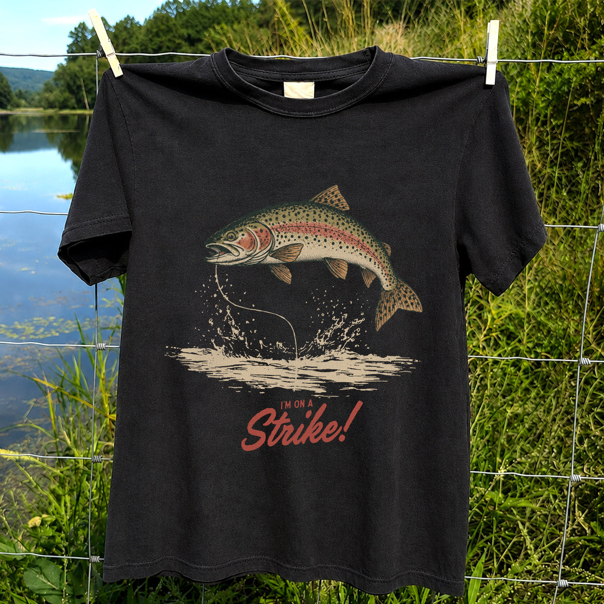 I'm on a Strike Rainbow Trout Fishing Graphic T-Shirt