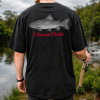 I Am Not Drunk Funny Blurry Trout Fishing Graphic T-Shirt | Back Print