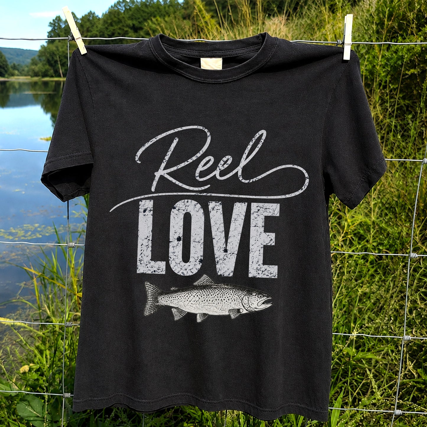 Reel Love Vintage Trout Fishing Graphic T-Shirt