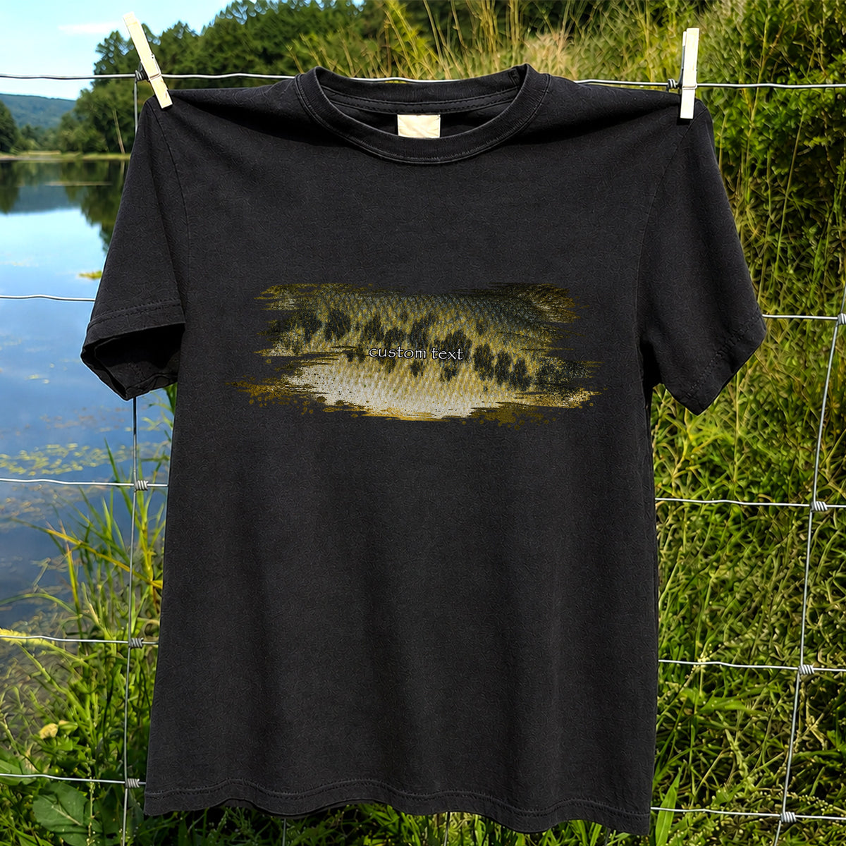 Custom Text Bass Fishing Graphic T-Shirt