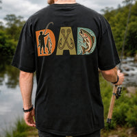 Dad Rainbow Trout and Fishing Hooks Retro Fishing T-Shirt | Back Print
