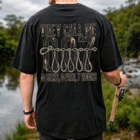 Zero Bites Fishing Hook Funny Graphic T-Shirt | Back Print