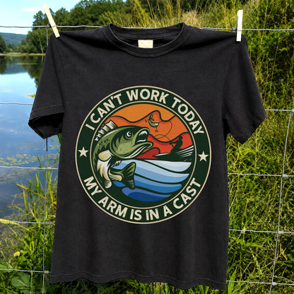 I Can't Work Today My Arm Is in a Cast Bass Fishing T-Shirt