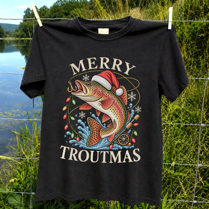 Merry Troutmas Rainbow Trout Christmas Fishing T-Shirt