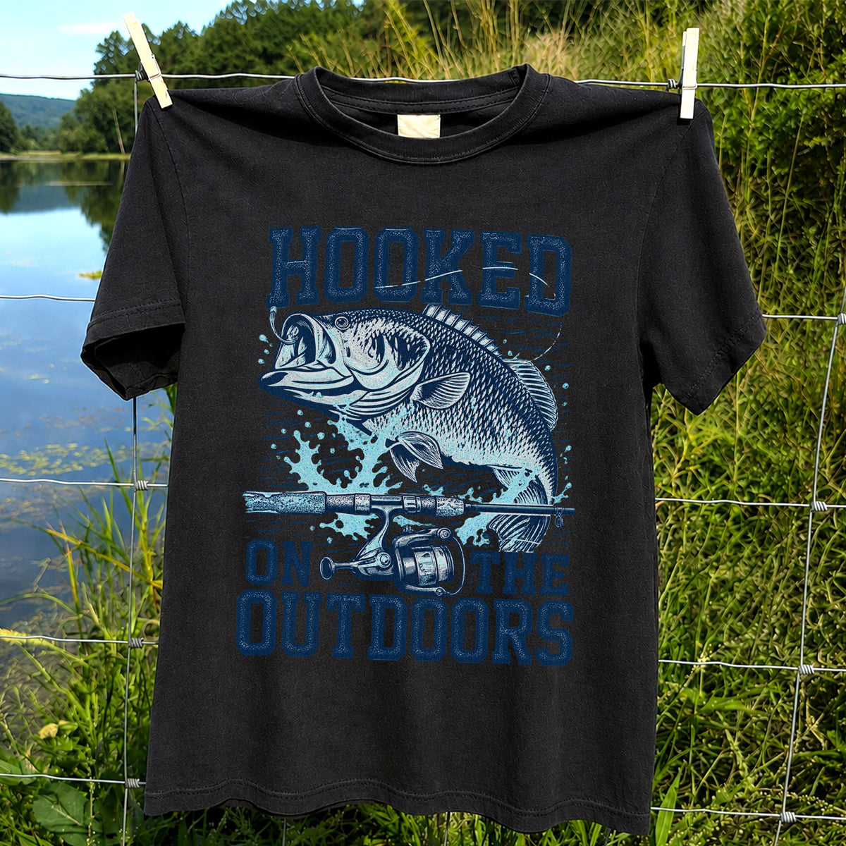 Hooked on the Outdoors Bass Fishing Graphic T-Shirt