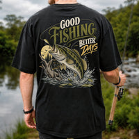 Good Fishing Better Days Largemouth Bass Graphic T-Shirt | Back Print
