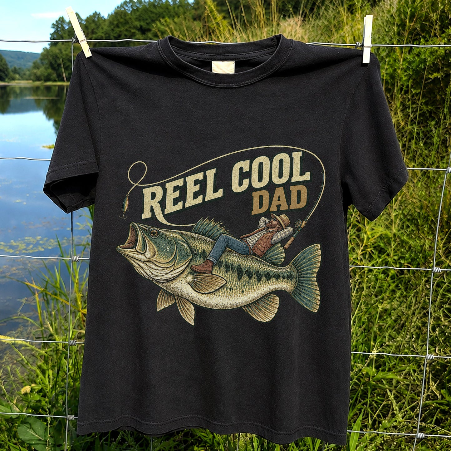 Reel Cool Dad Bass Fishing Father's Day T-Shirt