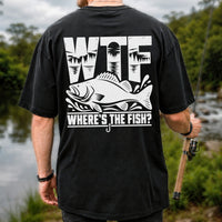 WTF Where's the Fish Funny Fishing Graphic T-Shirt | Back Print