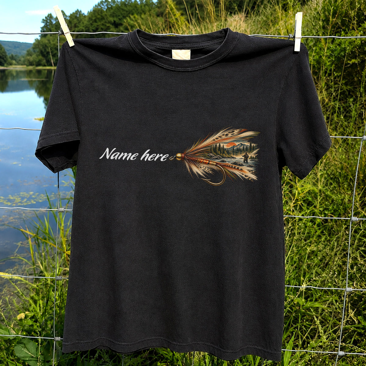 Personalized Fly Fishing Lure Name Graphic T-Shirt