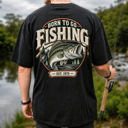 Born to Go Fishing Est. 1975 Vintage Bass Graphic T-Shirt | Back Print