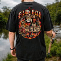 Fishin' Hell Devil Bait and Tackle Funny Fishing T-Shirt | Back Print