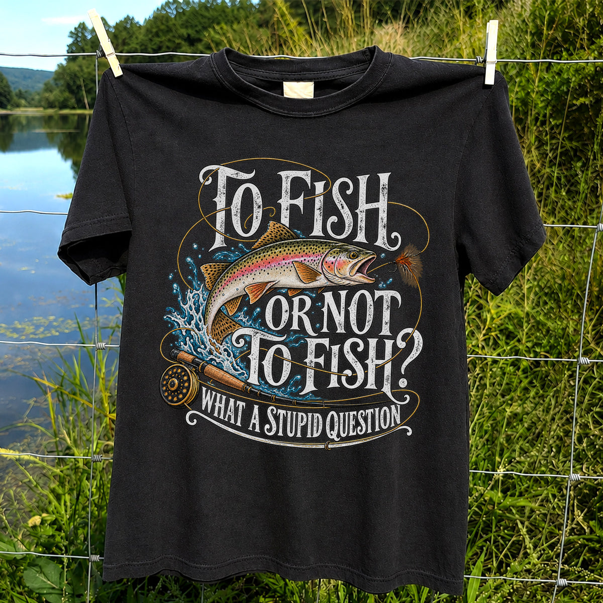 To Fish or Not to Fish What a Stupid Question Rainbow Trout T-Shirt