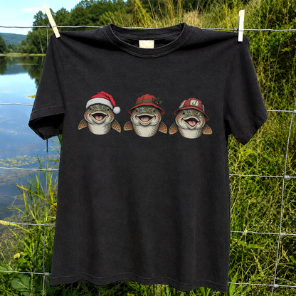 Funny Christmas Trout Trio Fishing Graphic T-Shirt