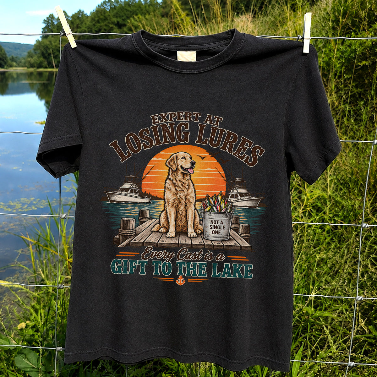 Expert at Losing Lures Golden Retriever Funny Fishing T-Shirt