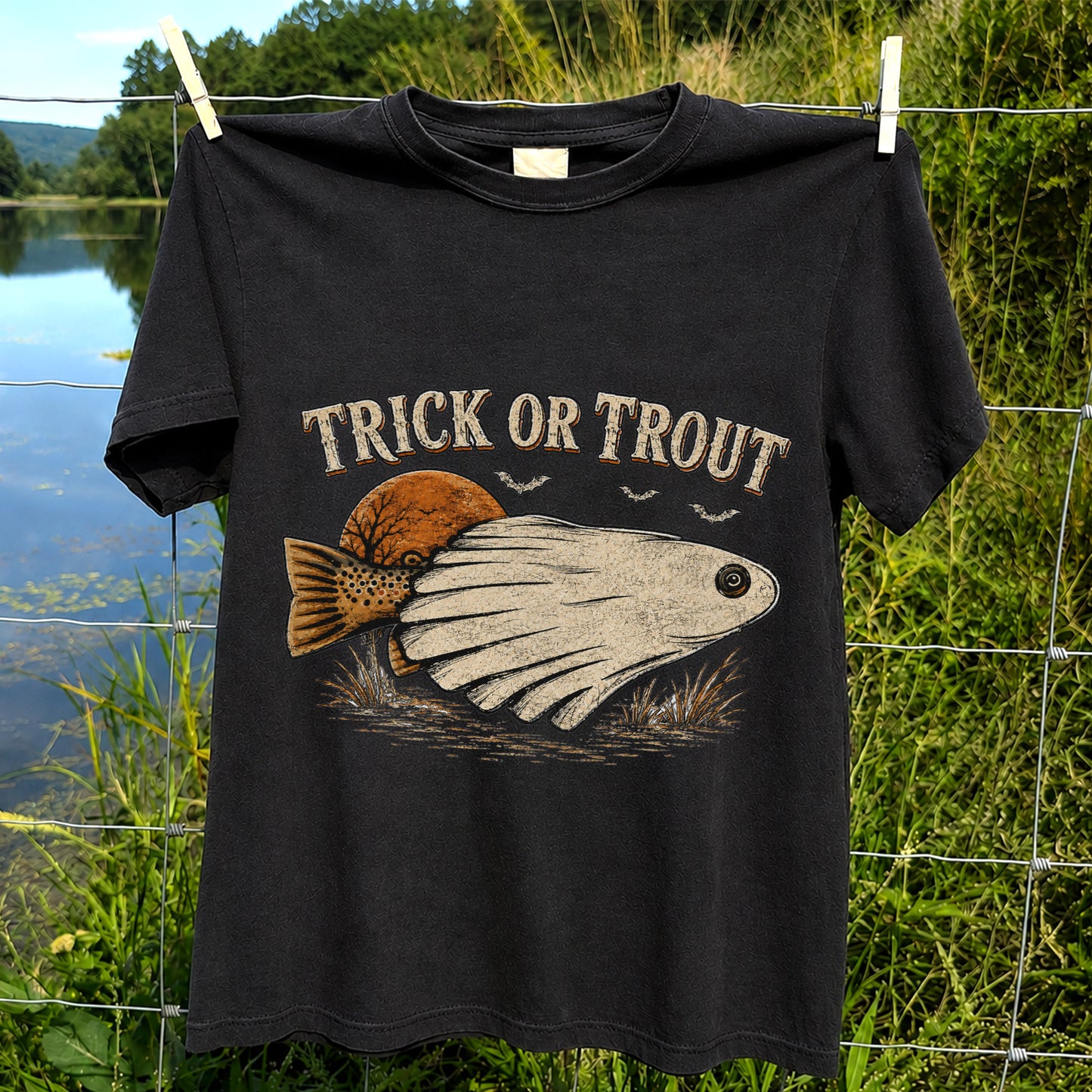 Trick or Trout Halloween Fishing T Shirt
