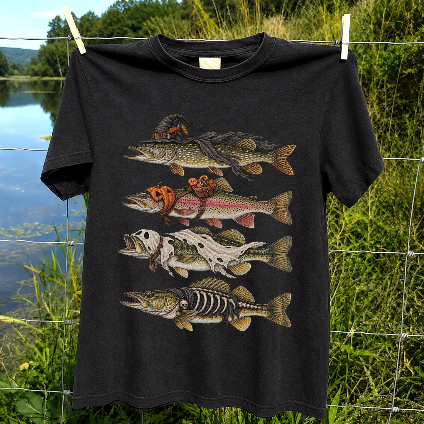 Halloween Costume Fish Freshwater Fishing Graphic T-Shirt