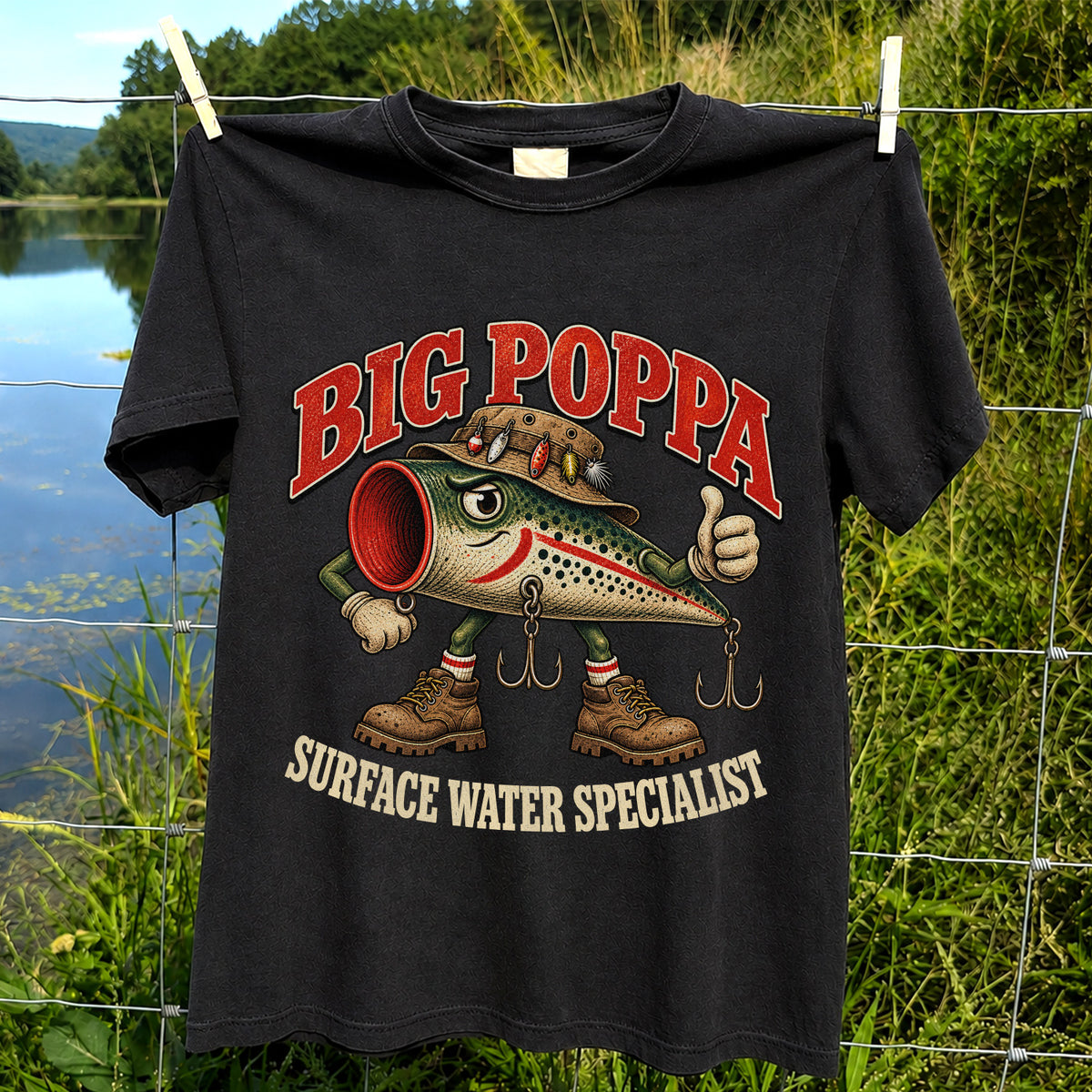 Big Poppa Surface Water Specialist Fishing Lure Graphic T-Shirt