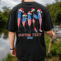 Personalized Patriotic Christmas Fishing Lures T-Shirt | Back Print