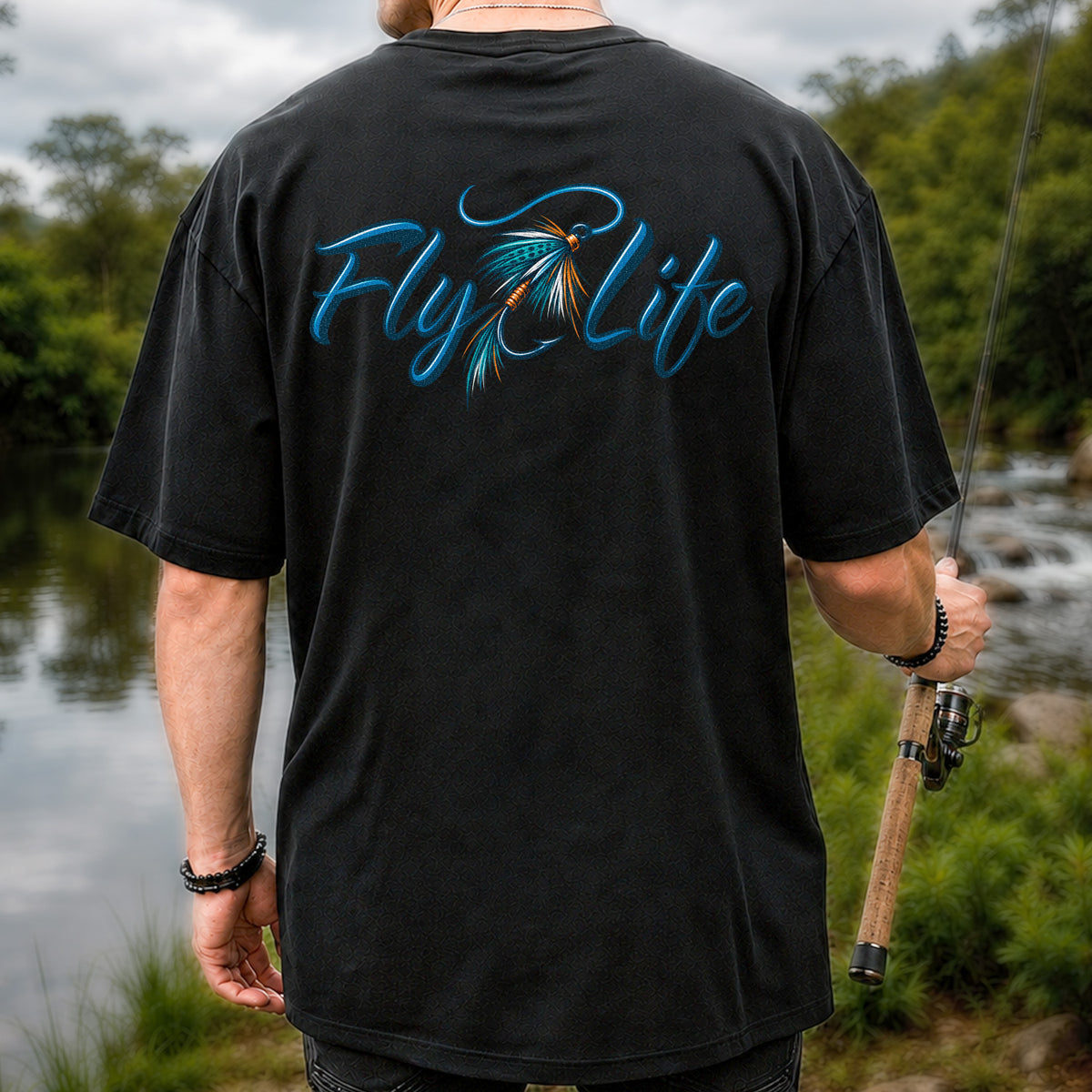 Fly Life Fishing Lure Graphic T-Shirt | Back Print