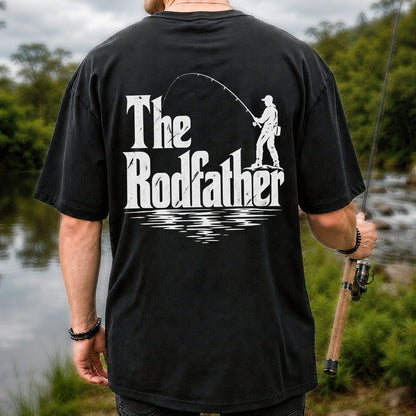 The Rodfather Funny Fishing Graphic T-Shirt | Back Print