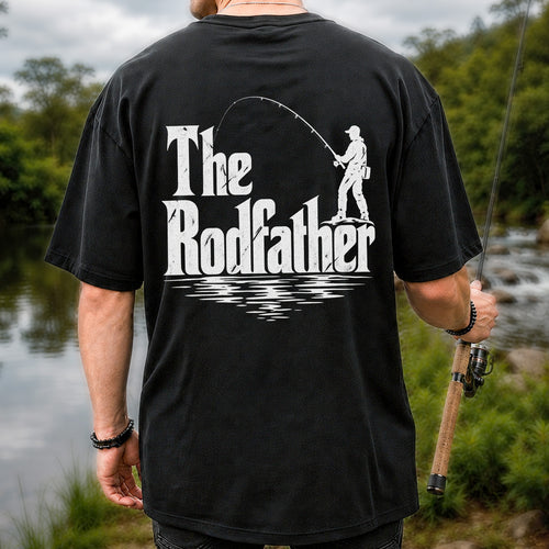 The Rodfather Funny Fishing Graphic T-Shirt | Back Print