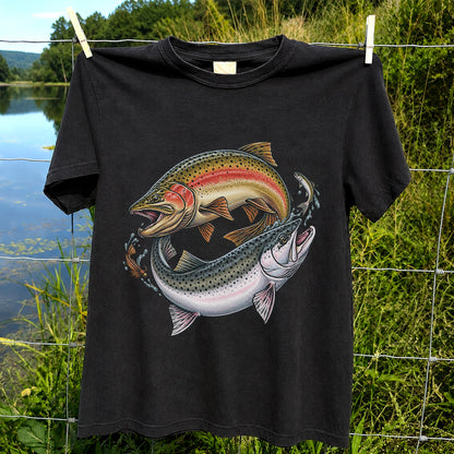 Rainbow Trout Pair Freshwater Fishing Graphic T-Shirt