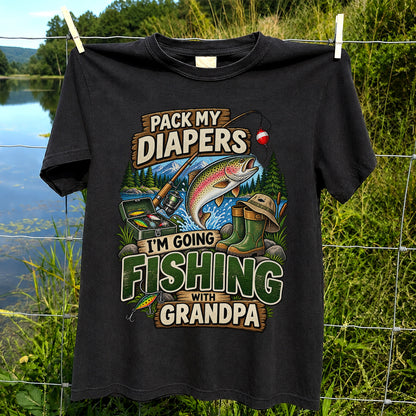 Pack My Diapers I'm Going Fishing With Grandpa Rainbow Trout T-Shirt