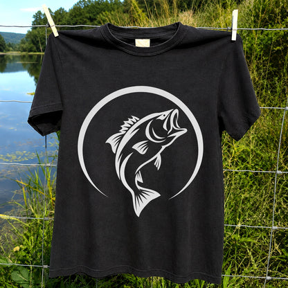 Minimalist Jumping Bass Fishing Silhouette T-Shirt