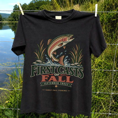 First Casts of Fall September Trout Fishing Graphic T-Shirt