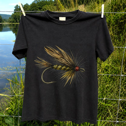 Vintage Fly Fishing Lure and Hook Graphic T-Shirt