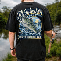 Secret Fishing Spots Largemouth Bass Graphic T-Shirt | Back Print