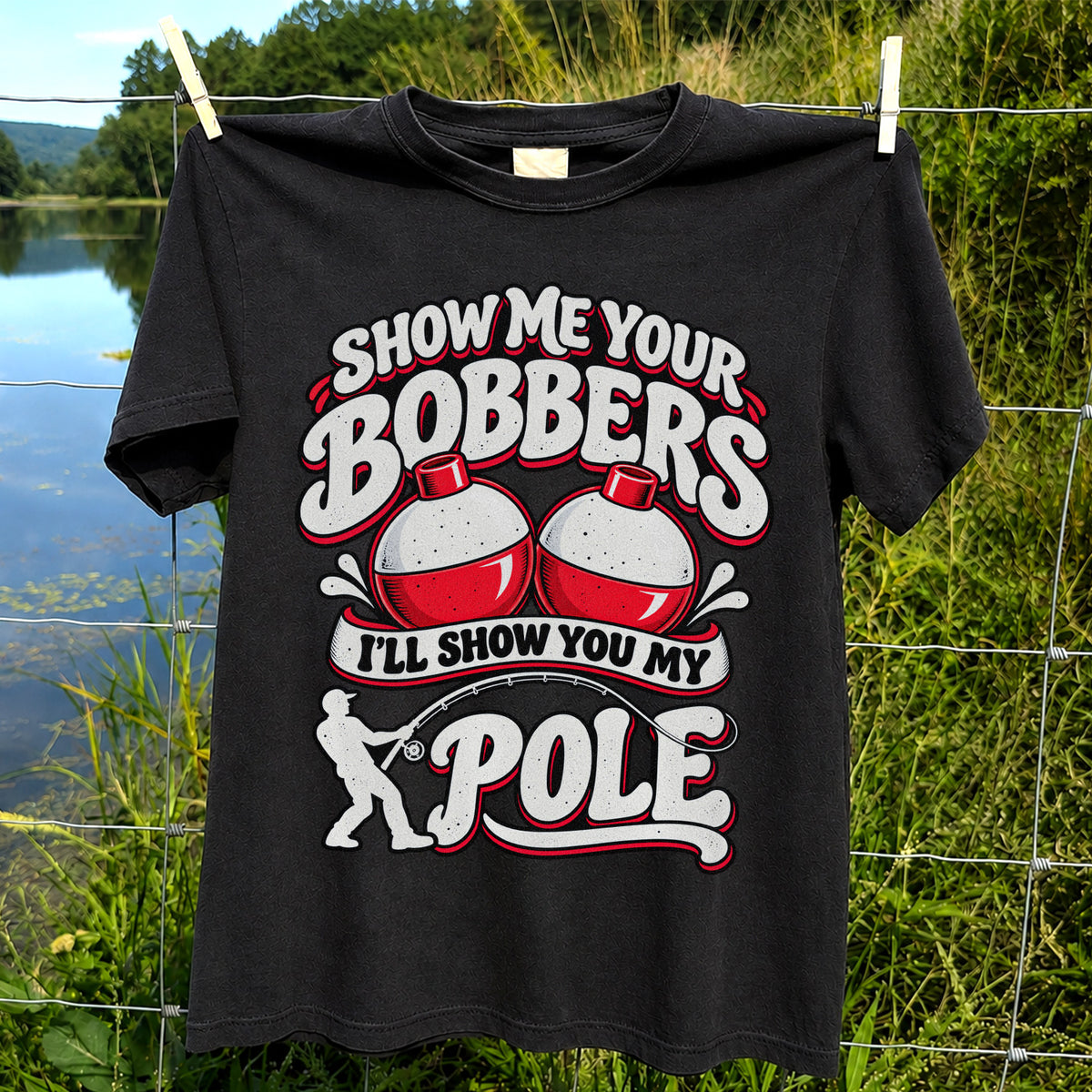 I'll Show You My Pole Angler Holding a Bent Rod Fishing T-Shirt