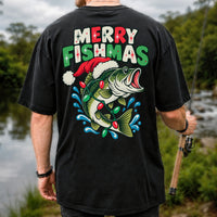 Christmas Bass Wrapped in Lights Graphic T-Shirt | Back Print