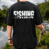 Fishing Lake Angler Vintage Graphic T-Shirt | Back Print