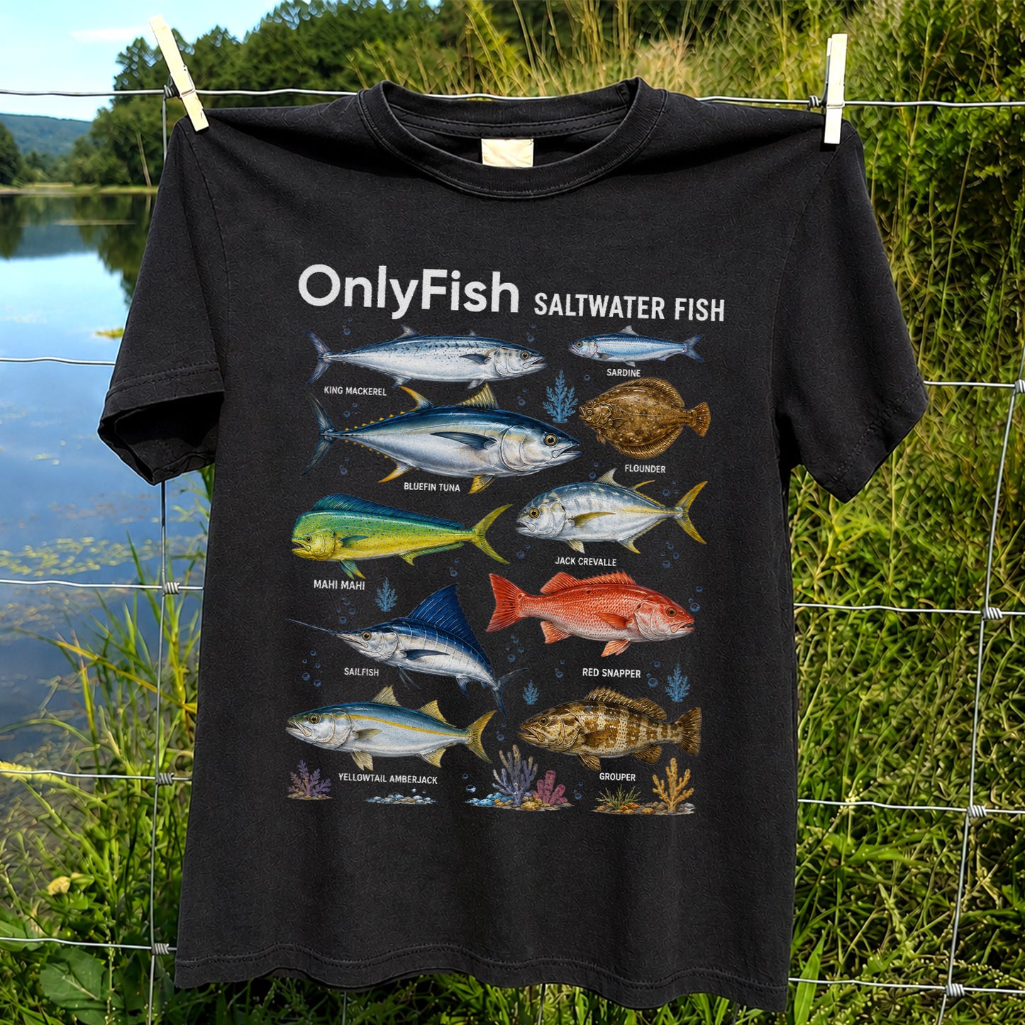 OnlyFish Saltwater Fish Identification T-Shirt