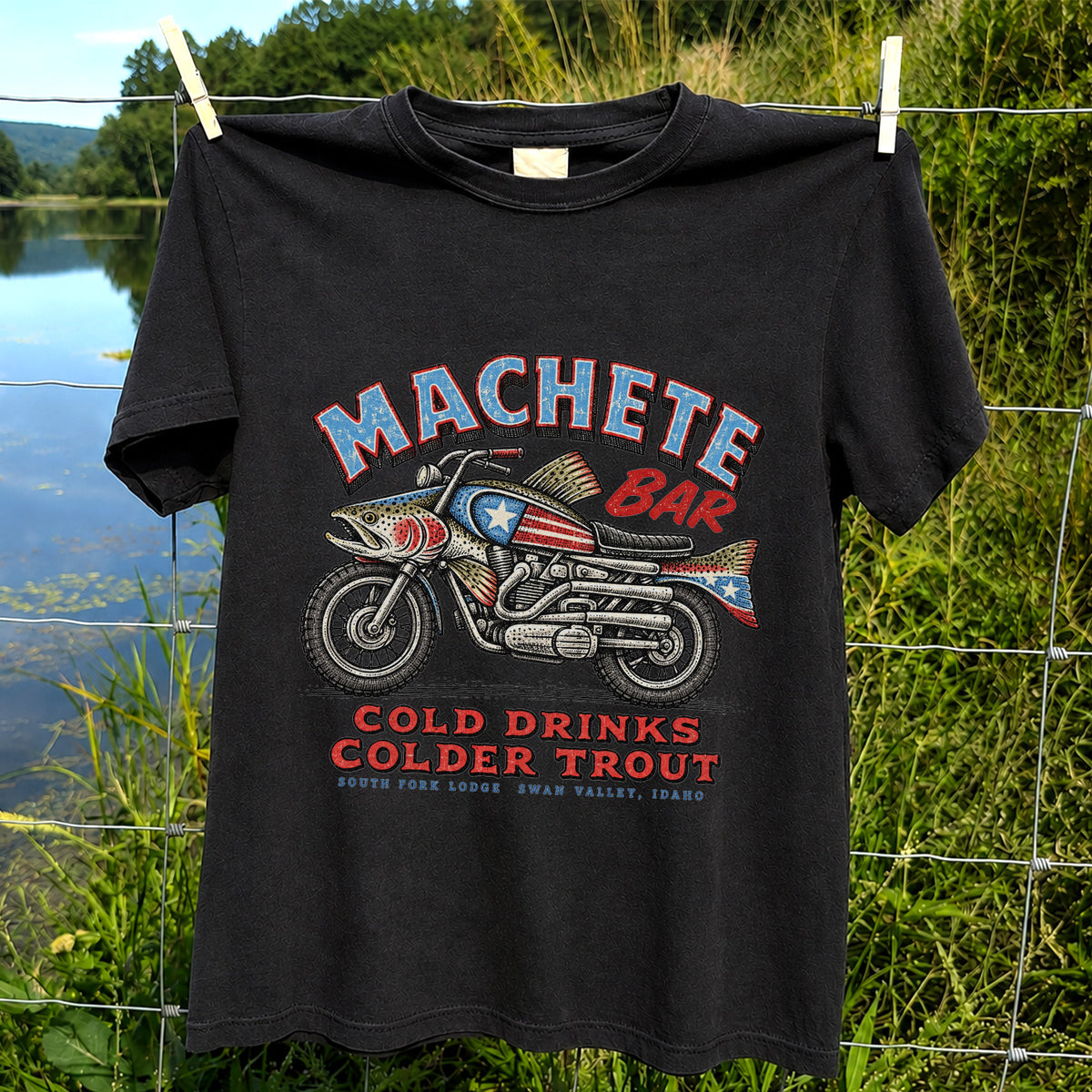 Machete Bar Cold Drinks Colder Trout Fishing T-Shirt