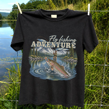 Fly Fishing Adventure Trout Mountain Lake Graphic T-Shirt
