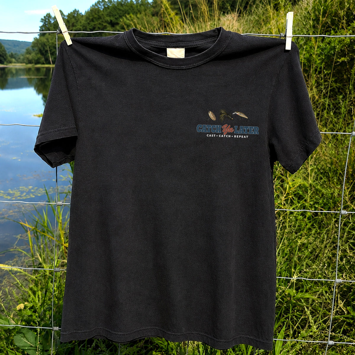 Catch Ya Later Cast Catch Repeat Minimalist Fishing T-Shirt