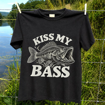 Kiss My Bass Vintage Fish Funny Fishing T-Shirt