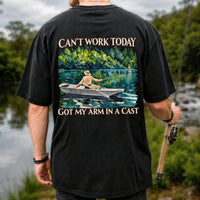 Can't Work Today Got My Arm in a Cast Fishing Boat T-Shirt | Back Print