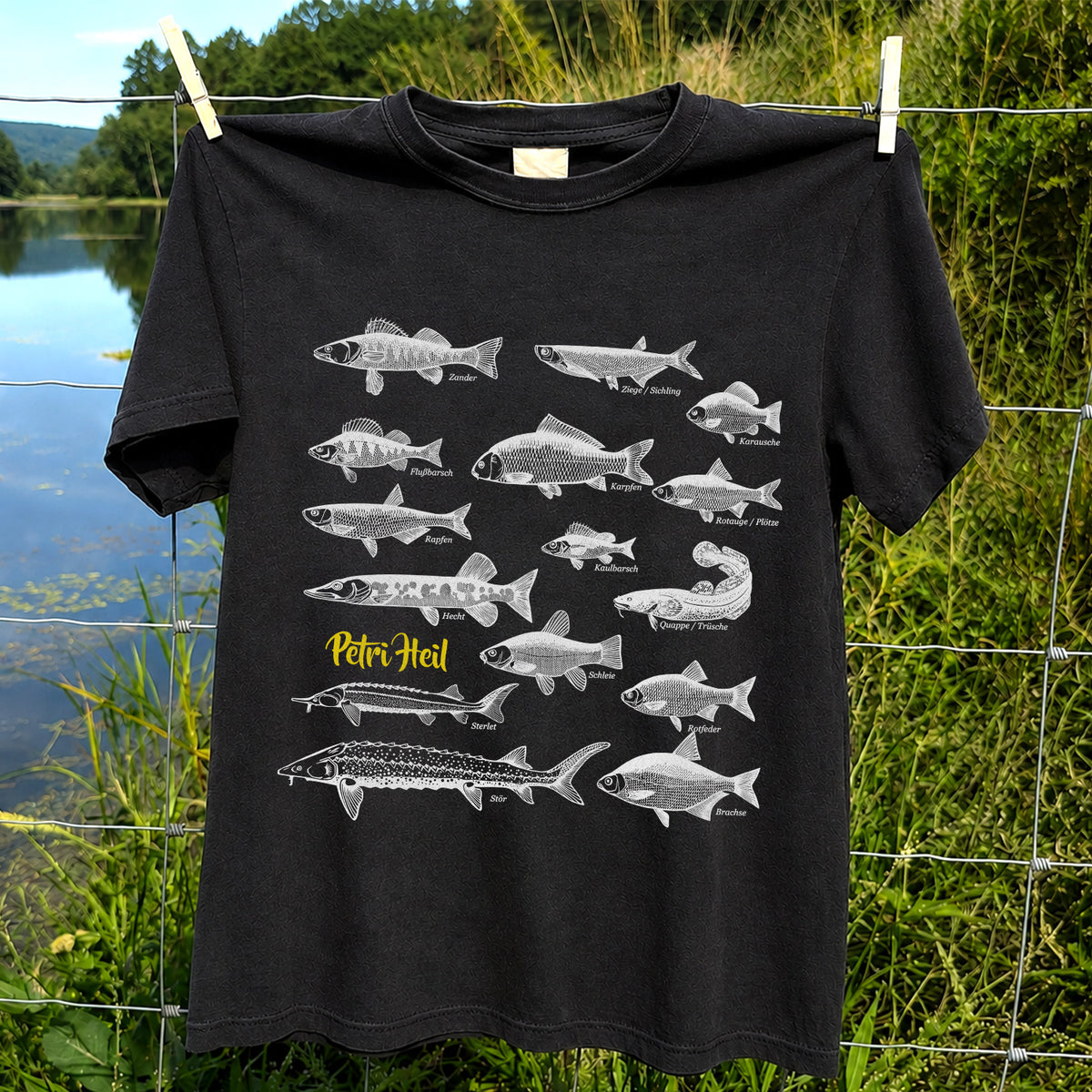 German Freshwater Fish Species Chart Fishing Graphic T-Shirt