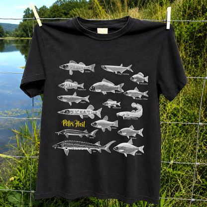 German Freshwater Fish Species Chart Fishing Graphic T-Shirt