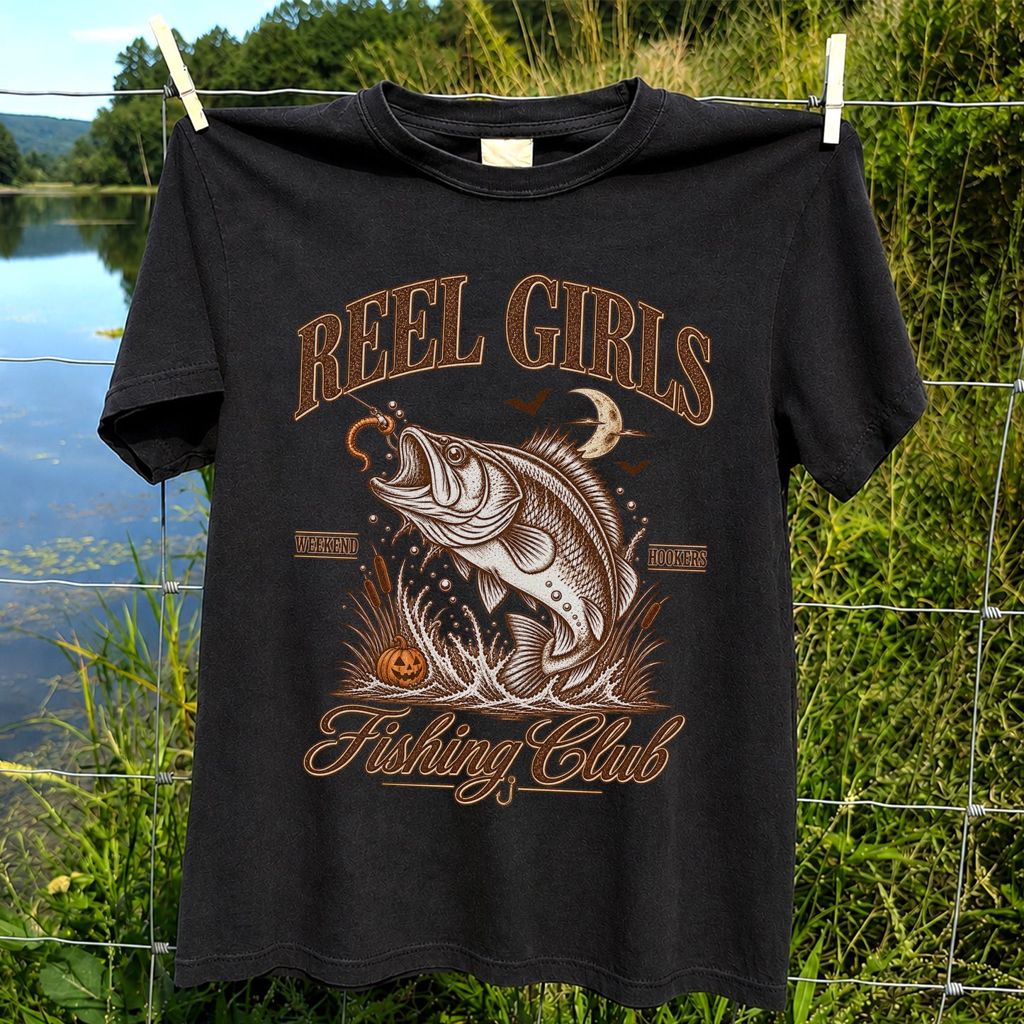 Reel Girls Weekend Hookers Halloween Bass Fishing T-Shirt