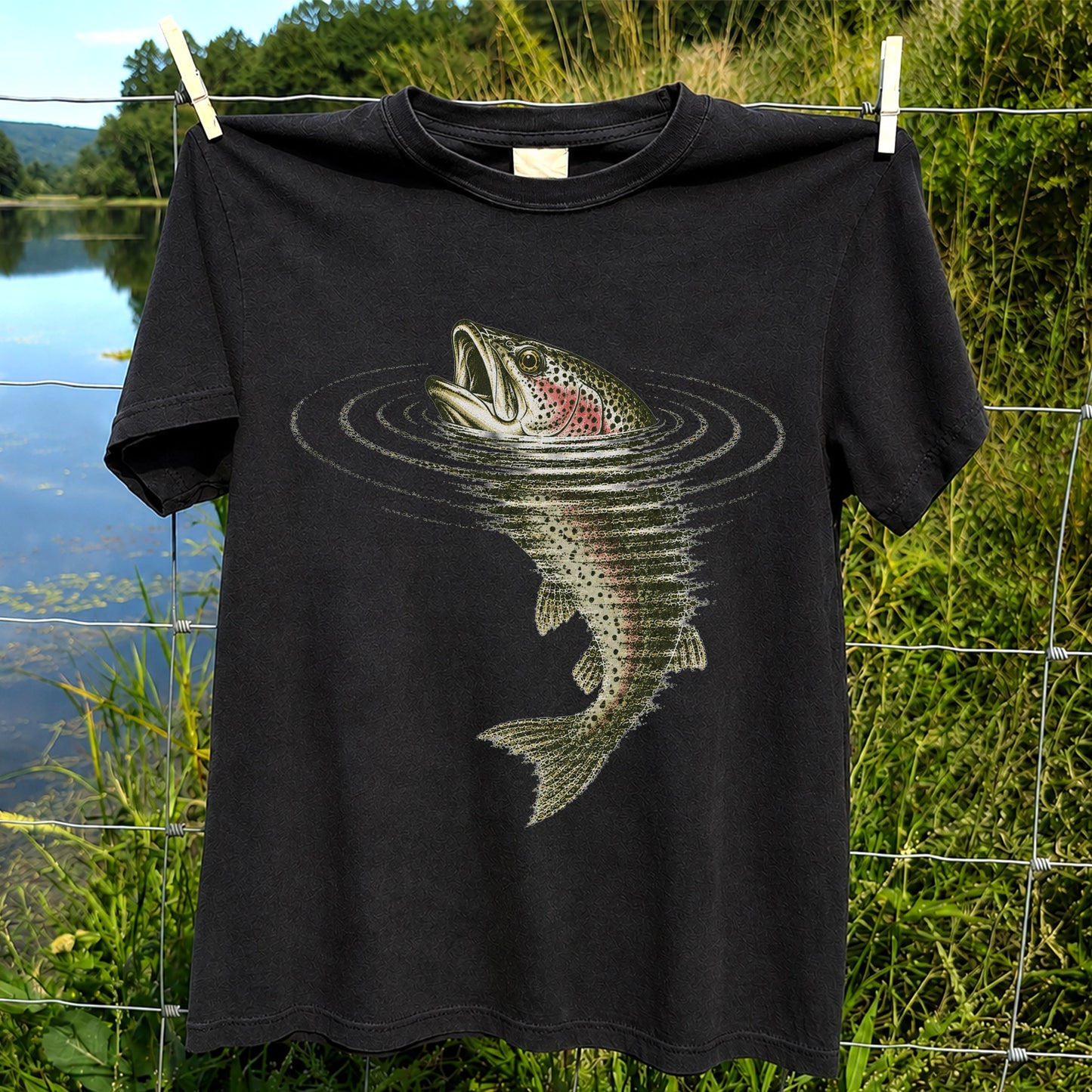 Trout Fishing T-Shirt River Fishing Vintage Angler Tee