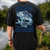 Hooked on the Outdoors Bass Fishing Graphic T-Shirt | Back Print