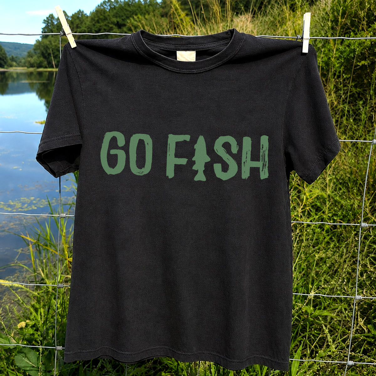 Go Fish Funny Fishing Graphic T-Shirt